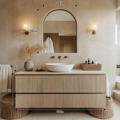 52“ - 72” Above Counter Basin Striped Solid Wood Bathroom Vanity