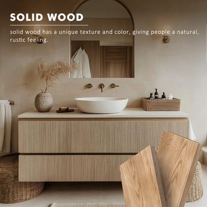 52“ - 72” Above Counter Basin Striped Solid Wood Bathroom Vanity