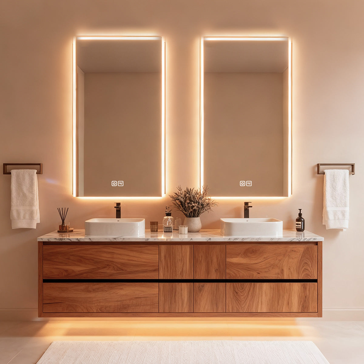 52“ - 68” Solid Wood Light Luxury Smart Bathroom Vanity