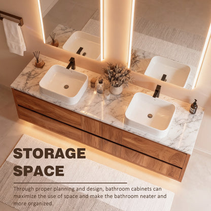 52“ - 68” Solid Wood Light Luxury Smart Bathroom Vanity