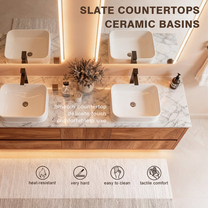 52“ - 68” Solid Wood Light Luxury Smart Bathroom Vanity