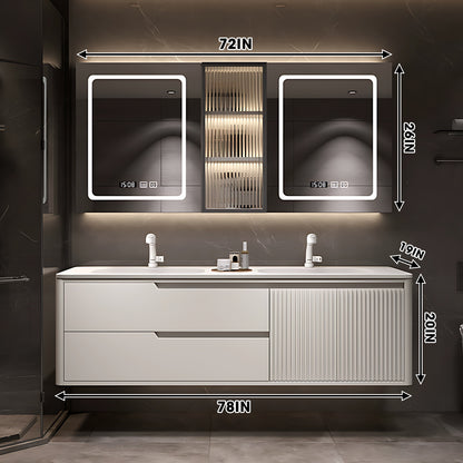 52"- 78" Double Sink Bathroom Cabinets Set with LED Defogging Mirror