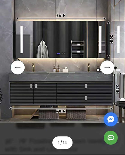 36"- 78" Floating Bathroom Vanity Set with Sink and LED Mirror