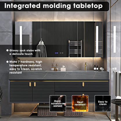 36"- 78" Floating Bathroom Vanity Set with Sink and LED Mirror