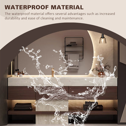 52"-76" Modern Solid Wood Bathroom Vanity with Mountain Silhouette Design and Ample Storage