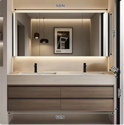 40"- 72" Solid Wood Bathroom Vanity Set with Intelligent Mirror and Basin
