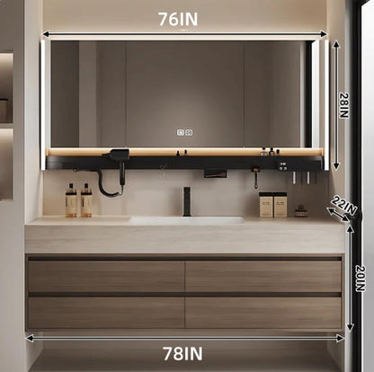 40"- 72" Solid Wood Bathroom Vanity Set with Intelligent Mirror and Basin