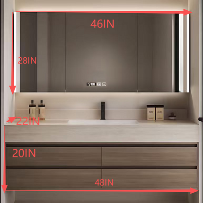 40"- 72" Solid Wood Bathroom Vanity Set with Intelligent Mirror and Basin