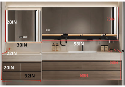 40"- 72" Solid Wood Bathroom Vanity Set with Intelligent Mirror and Basin