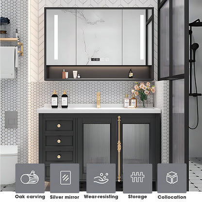 36"- 48" Freestanding Bathroom Vanity Set with Single Sink and Smart Mirror Cabinet