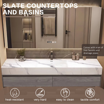 40"- 64" Solid Wood Bathroom Vanity Set with Integrated Sink and Intelligent Mirror