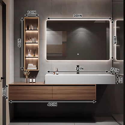 40"- 60" Bathroom Vanity Set with Illuminated Mirror & Lighting Glass Door Cabinet & Sink