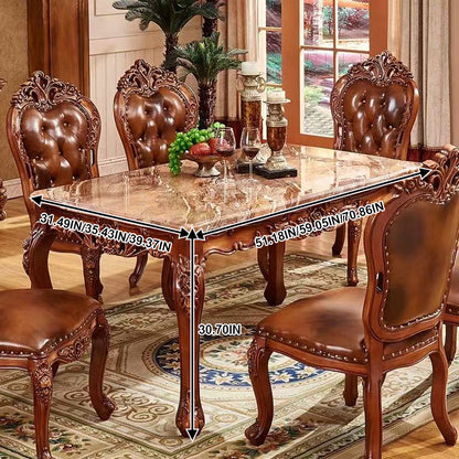 51''-71'' Modern Dining Table with Textured Marble Countertop(No Chairs)