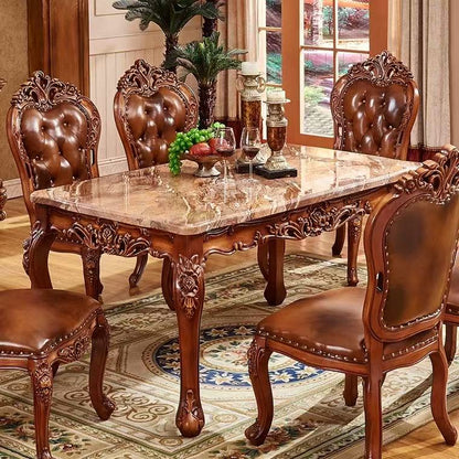 51''-71'' Modern Dining Table with Textured Marble Countertop(No Chairs)