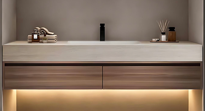 40"- 72" Floating Bathroom Vanity Set with Single Sink and Smart Mirror Cabinet