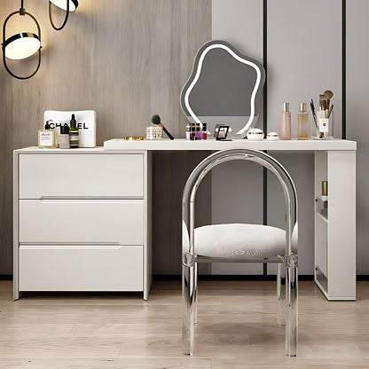 Adjustable Makeup Vanity Set with Smart Mirror, Stool & Space-Saving Design