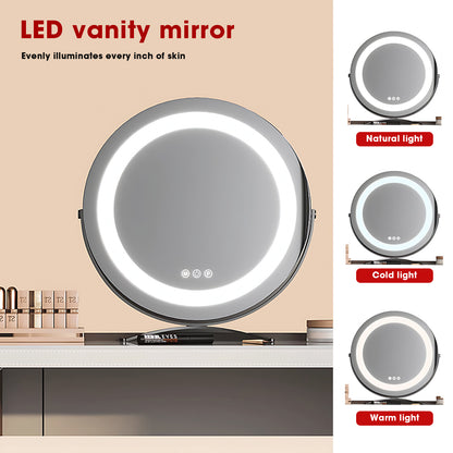 High-Quality Italian-Style Solid Wood Retractable Makeup Vanity with Luxurious Leather Finish