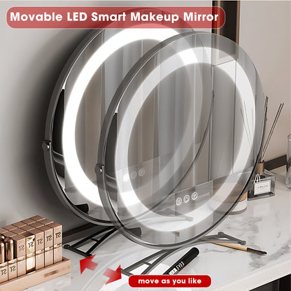 High-Quality Italian-Style Solid Wood Retractable Makeup Vanity with Luxurious Leather Finish