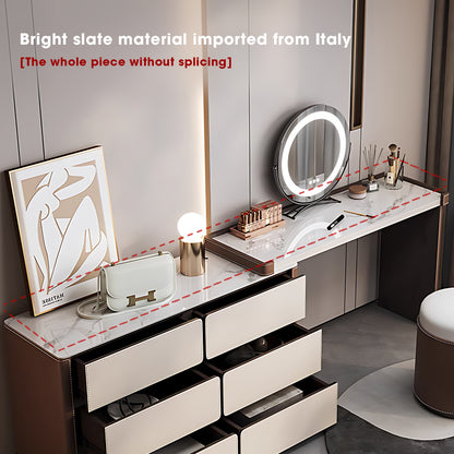 High-Quality Italian-Style Solid Wood Retractable Makeup Vanity with Luxurious Leather Finish