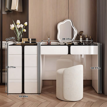 Modern Muse Makeup Vanity Ensemble with Visible Desktop and LED Mirror