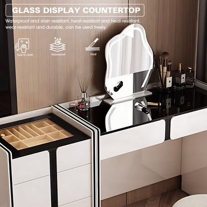 Modern Muse Makeup Vanity Ensemble with Visible Desktop and LED Mirror