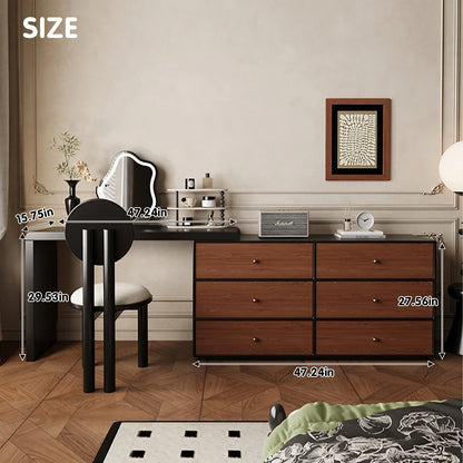 Walnut Solid Wood Vanity Set: Mid-Century Charm for Your Makeup Space