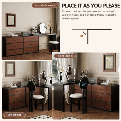 Walnut Solid Wood Vanity Set: Mid-Century Charm for Your Makeup Space