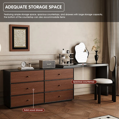 Walnut Solid Wood Vanity Set: Mid-Century Charm for Your Makeup Space