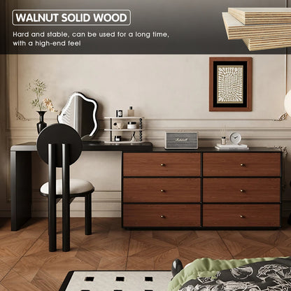 Walnut Solid Wood Vanity Set: Mid-Century Charm for Your Makeup Space