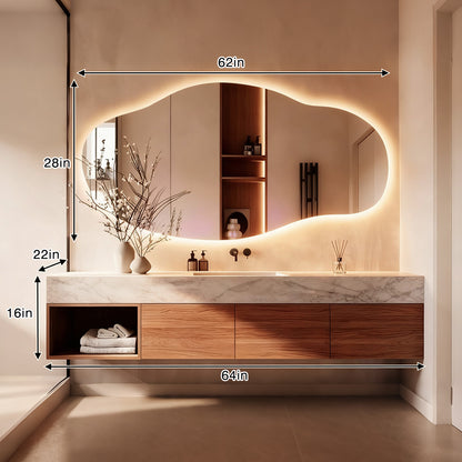52“ - 64” Modern Minimalist Solid Wood Bathroom Vanity