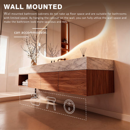 52“ - 64” Modern Minimalist Solid Wood Bathroom Vanity