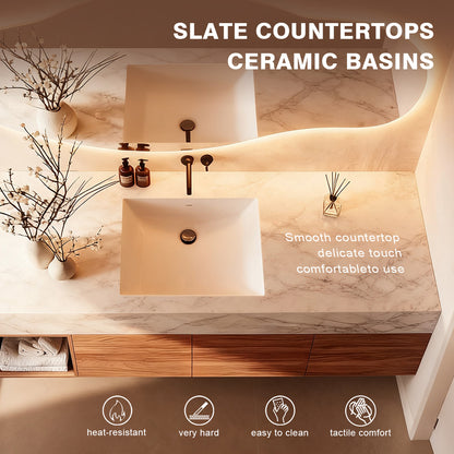 52“ - 64” Modern Minimalist Solid Wood Bathroom Vanity