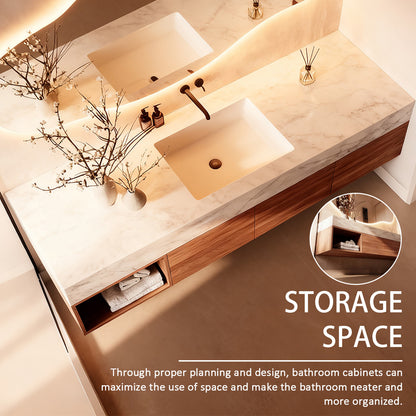 52“ - 64” Modern Minimalist Solid Wood Bathroom Vanity