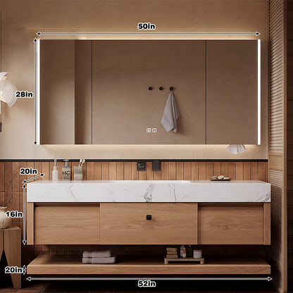 48" - 64" Wall Mounted Solid Wood Bathroom Vanity with Slate Countertop