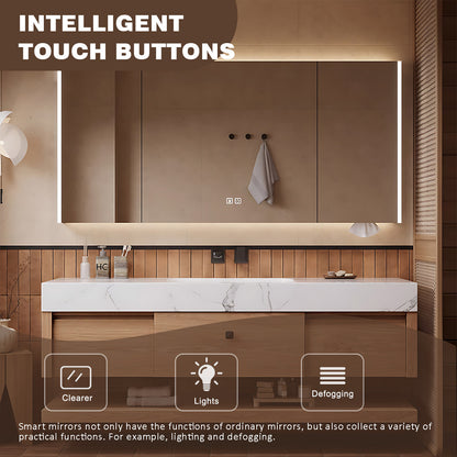 48" - 64" Wall Mounted Solid Wood Bathroom Vanity with Slate Countertop