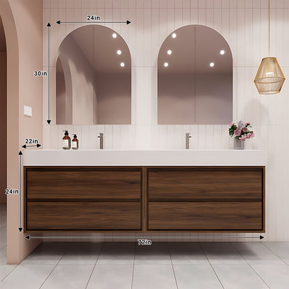 60“ - 72”Double Basin Wall Mounted Solid Wood Bathroom Cabinet
