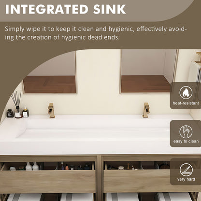 60“ - 72”Double Basin Wall Mounted Solid Wood Bathroom Cabinet