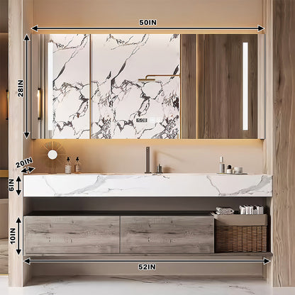 44"-64" Wall Mounted Bathroom Vanity With Single Sink And Smart Led Mirror Cabinet